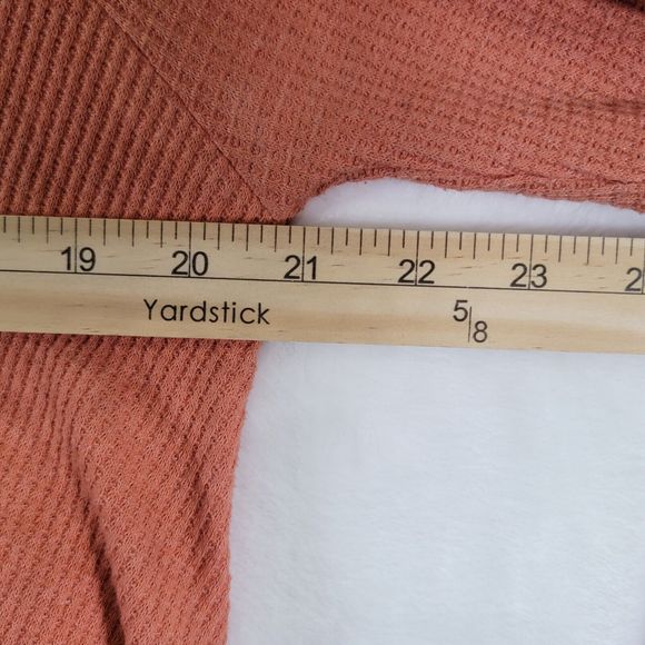 We the Free People Peach Thermal Long Sleeve Shirt Women's Size Small Boho Top - Picture 4 of 7